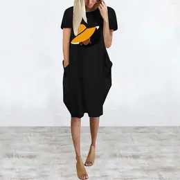 Casual Dresses Womens Oversize Short Long Sleeve Tunic Plus Size Baggy Midi Tshirt Dress With Pockets For Women Pretty Women'S