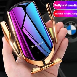 Mobile phone car Holders Smart Sensor Automatic Clamping Car Charger Stand Air Outlet Multifunction Phone Holder Auto Wireless Charging Bracket