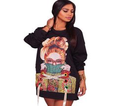 Winter Autumn Women T Shirt Dress Character Printed Cotton Long Sleeve Casual Tunic Jumper Loose Pullover Mini Shift XXL Dresses6309857