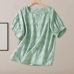 Women's Blouses Women Casual Pullover Top Stylish Summer Tops Embroidered Floral Tee Ruffle Chiffon Blouse Loose Fit Tunic For A