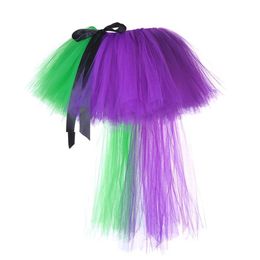 Skirts Green Purple High Low Tutu Skirt for Girls Kids Tailing Skirt Princess Girl Dance Fluffy Tutus Toddler Child Halloween Costumes Y240522