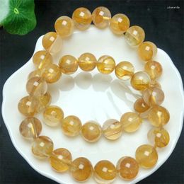 Link Bracelets Natural Yellow Fire Quartz Hematoid Bracelet Crystal Healing Gemstone For Women Fengshui Birthday Present Lover Gift 10/12MM