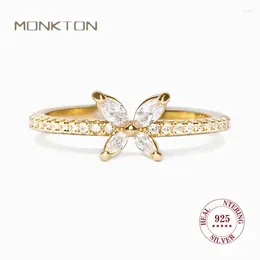 Cluster Rings Monkton 925 Sterling Silver Butterfly Diamond Ring Women's Simple Personality Engagement For Women