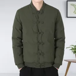 Men's Jackets 1Pc Windproof Jacket Knot Buttons Thick Father Winter Coat Chinese Style With Stand Collar Mid-aged For Men