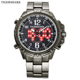 Brand Men Watch Dual Time Zone Stainless Steel Strap Digital Quartz Waterpoof Wrist Wristwatches 297f