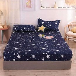Bedding sets WOSTAR Elastic fitted sheet mattress protector cover romance star night print luxury double bed couple bedsheet king size 180cm H240521 6TXM