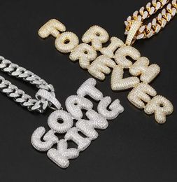 Mens Hip Hop Custom Name Combination Bubble Initial Letters Pendant Necklace Micro Cubic Zirconia Gold Silver Rose Gold Copper Pen7954852