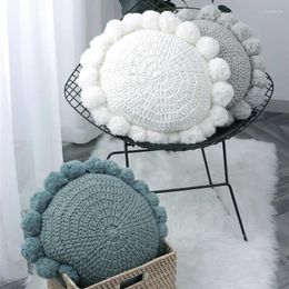 Pillow Knit Chair Seat Back 50x50cm Cute Pompom Ball Soft For Sofa Bed Nursery Room Decorative Sitting
