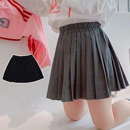 Skirts Summer Preschool Girls Fold Skiing New Fashion Elastic High Waist Mini Skiing Childrens Full Set School Uniform Leisure Half Set Skiing Y240522