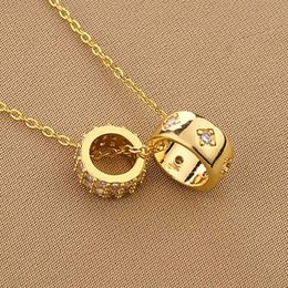 Pendant Necklaces Carlidana Stainless Steel Ring Pendant Necklace Luxury Diamond Ring Crystal Necklace Non Burnt Paint Gold Womens Jewellery d240522