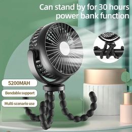 USB desktop folding fan outdoor baby stroller handheld fan summer silent small multifunctional octopus mini fan 240517