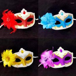 Party Decoration 20pcs Halloween Flower Glitter Mask Feather Gem Women Half Face Eyemask Fancy Dress Carnival Prom Ball Accessory