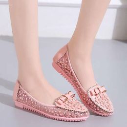PU Sandals Diamond s Flower Bow Mesh Ing Flat Fashion Women's Casual Shoes 2024 for Women Zapato Sandal Meh Fahion ' C 4bc aual Shoe