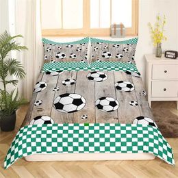 Bedding sets Football Duvet Cover Sports Theme Ball Games Set Kids Basketball Hockey Comforter Twin for Boys Girls Room Decor H240521 IVRS