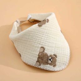 Bibs Burp Cloths Korean style cartoon teddy bear rabbit baby feeding Drool bib square bib soft baby cotton bib fabric bib newborn boys and girls d240522