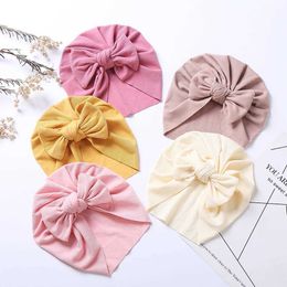 Hair Accessories Baby Accessories For Newborn Toddler Kids Baby Girl Boy Turban Cotton Beanie Hat Winter Cap Knot Solid Soft Hospital Caps Y240522