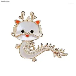 Brooches Cartoon Imitation Shell Dragon Brooch For Women Chinese Zodiac Badge Cute Animal Pins Clothing Accessories Jewelry Gift