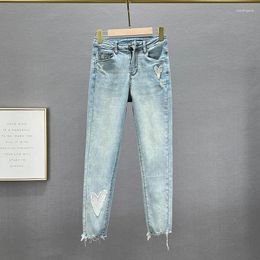 Women's Jeans Women's Cropped 2024 Spring And Summer Stretch Denim Pants High Waist Slim Pencil Streetwear Girls Washed Jean