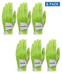 6 Pcs Efunist Golf Glove Men Left Hand Breathable Green 3D Performance Mesh Nonslip Micro Fibre Golf Gloves 2011124555612