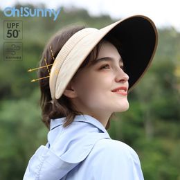 OhSunny Womens Sun Visor Fashion Summer Golf Cap UV Protection UPF 50 Portable Hat for Outdoors Sports Traveling 240522
