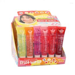 Lip Gloss 36Pcs/Lot Fruit Jelly Transparent Mirror Hydrating Oil Moisturizer Reduce Lines Care Makeup Wholesale