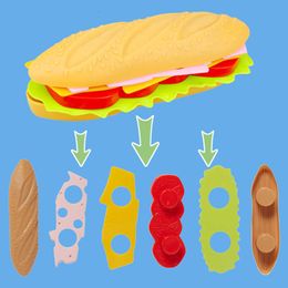 Kids Simulation Food Kitchen Toy Pretend Play Cooking Cookware Pot Hamburger Hot dog Fries Pizza Interactive Toys For Girls
