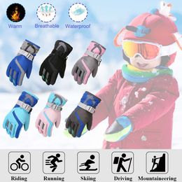 Fashion Kids Winter Plush Lining Warm Windproof Waterproof Gloves Children Thick Outdoor Ski Mittens for Boys And Girls L2405