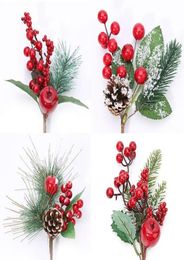 Decorative Flowers Wreaths Red Christmas Berry And Pine Cone Picks With Holly Branches For Holiday Floral Decor Crafts Artificia5955999