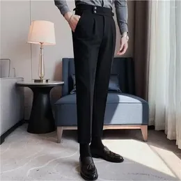 Men's Pants British Business Casual Draped High-waist Trousers Men Solid Colour Formal Male Office Social Suit Y2k Kpop
