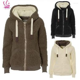 Women's Knits SUSOLA Winter Fleece Sweater Fluffy Thick Hooded Warm Zipper Cardigan Women Coat Sherpa Tops Sweaters