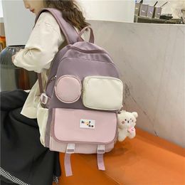 Backpack Fashion Girls Bookbag College Student School Bag For Teen Girl Boy Contrast Colours Female Travel Rucksack Bagpack Mochilas