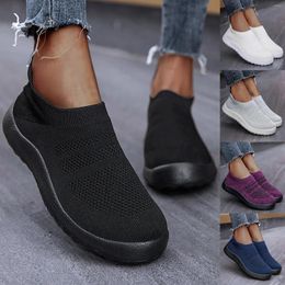 Casual Shoes Fashion Spring And Summer Women Sports Flat Bottom Lightweight Slip On Woven Women's Sneaker Boots S