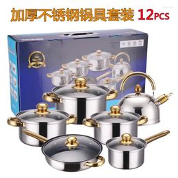 Cookware Sets Stainless Steel Kettle Set Non-stick Pot Gold-Plated Handle Kitchen Wholesale