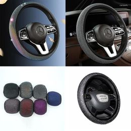 Steering Wheel Covers Car Cover Fashion Crystal38cm Breathable Anti Slip PU Rhinestone Decoration Diamond Accessories