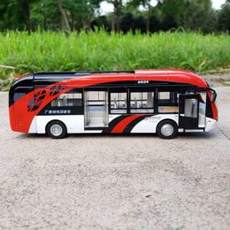 Diecast Model Cars Electric Tourist Toy Traffic Bus Alloy Car Model Diecast Simulation Metal Toy City Bus Model With Sound and Light Kids Toy Gift