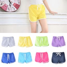 3-13Yrs Kids Boys Girls Summer Sport Shorts Unisex Children Candy Color Casual Short Pants Trousers Bottoms L2405