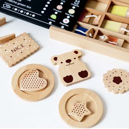 Wooden Pretend Food Kitchen Biscuit Coffee Afternoon Tea Set Kids House Play Educational Cooking Game Toys for Girls