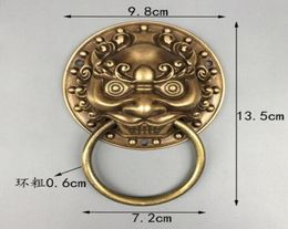 Chinese Folk Feng Shui Old Bronze Copper Foo Fu Dog Lion Head Door Knocker2733515