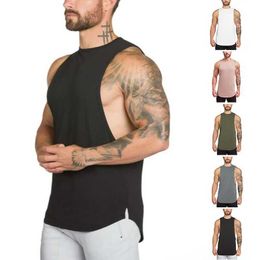 Men's Tank Tops Mens casual fashion vest fitness cotton sleeveless summer clothing mens long sleeved single shoulder strap hip-hop vest Y240522