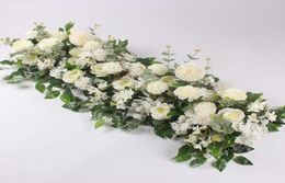 Decorative Flowers Wreaths 50100cm Artificial Flower Custom Wedding Wall Arrangement Supplies Silk Peony Row Decor For T Statio9380392