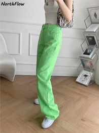 Women's Jeans Northflow 2024 Woman Fluorescent Green Loose Straight Low Waist Ripped For Women Boyfriend