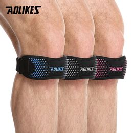 AOLIKES 1 Pair Adjustable Patella Tendon Strap Protector Guard Support Pad Belted Sports Knee Brace Black Keenpads Outdoor L2405