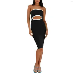 Casual Dresses Women's Sexy Strapless Midi Dress Summer Cutout Backless Bodycon Party For Cocktail Beach Streetwear Aesthetic Clothes