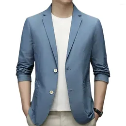 Men's Suits Handsome Men Suit Jacket Soft Smooth Solid Color Turn-down Collar Coat Commuting