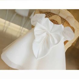 Christening dresses Flower Girl Baby Wedding Dress Lace Patch Work White Ball Childrens Bath Eid Formal Elegant Q0521