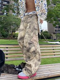 HOUZHOU Camouflage Cargo Pants Men Baggy Camo Trousers Male Y2K Star Oversize Loose Casual Vintage Streetwear Hip Hop M522 70