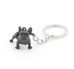 Metal Black French Bulldog Key Chain Cute Dog Animal Keychains Keyrings Women Bag Charm Pet Jewellery Gift Whole Bulk Lots4132384