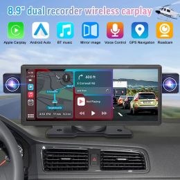 9 Inch Universal Car Radio LCD Display Wireless Carplay Android Auto Car Dash Cam Monitor Bluetooth GPS Navigation Doubles Cam