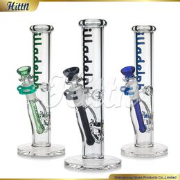 Illadelph Straight Tube Bongs 10 Inches Heady Glsss Smoking Water Bong with 14mm Bowl Diffused Downstem Plastic Clip Ice Catcher Black Blue Green Water Pipe