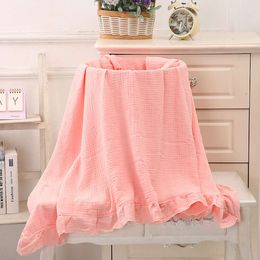 Organic Cotton Receiving Muslin Baby Swaddle Blanket for New Born Infant Bedding Ruffle Babies Accessories Newborn Plaid